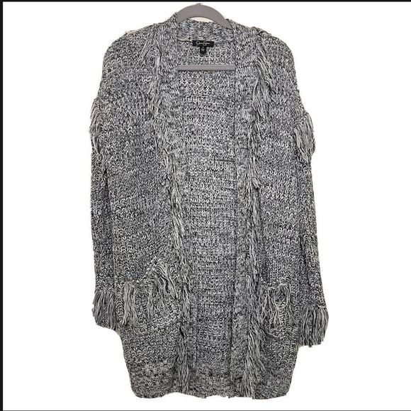 Jessica Simpson Sweaters - Jessica Simpson Fringe Salt & Pepper Cardigan M